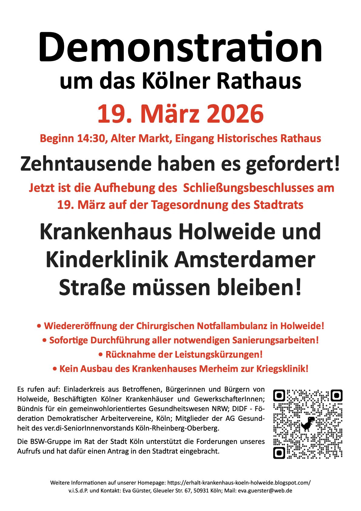 Demo für Krankenhauserhalt am 19. März